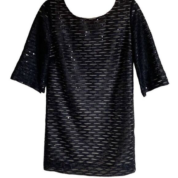 Ark & Co Dresses & Skirts - 72. Ark & Co. Black Sequin Shift Dress Sz S 3/4 Sleeve NWT Party NYE Sparkly